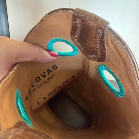 TECOVAS Brown Western Leather Boots size 7 - Picture 10 of 16